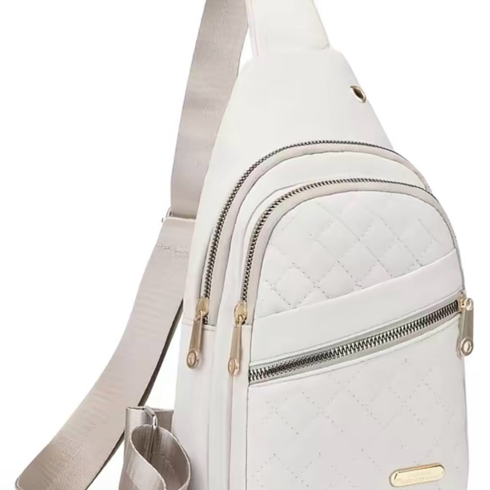 White Quilted Sling Backpack — Women Bags Backpacks